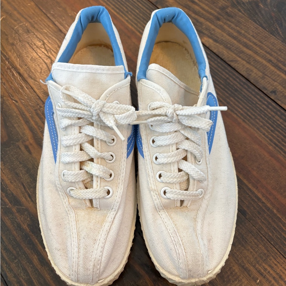 Tretorn White and Blue Vintage Sneakers